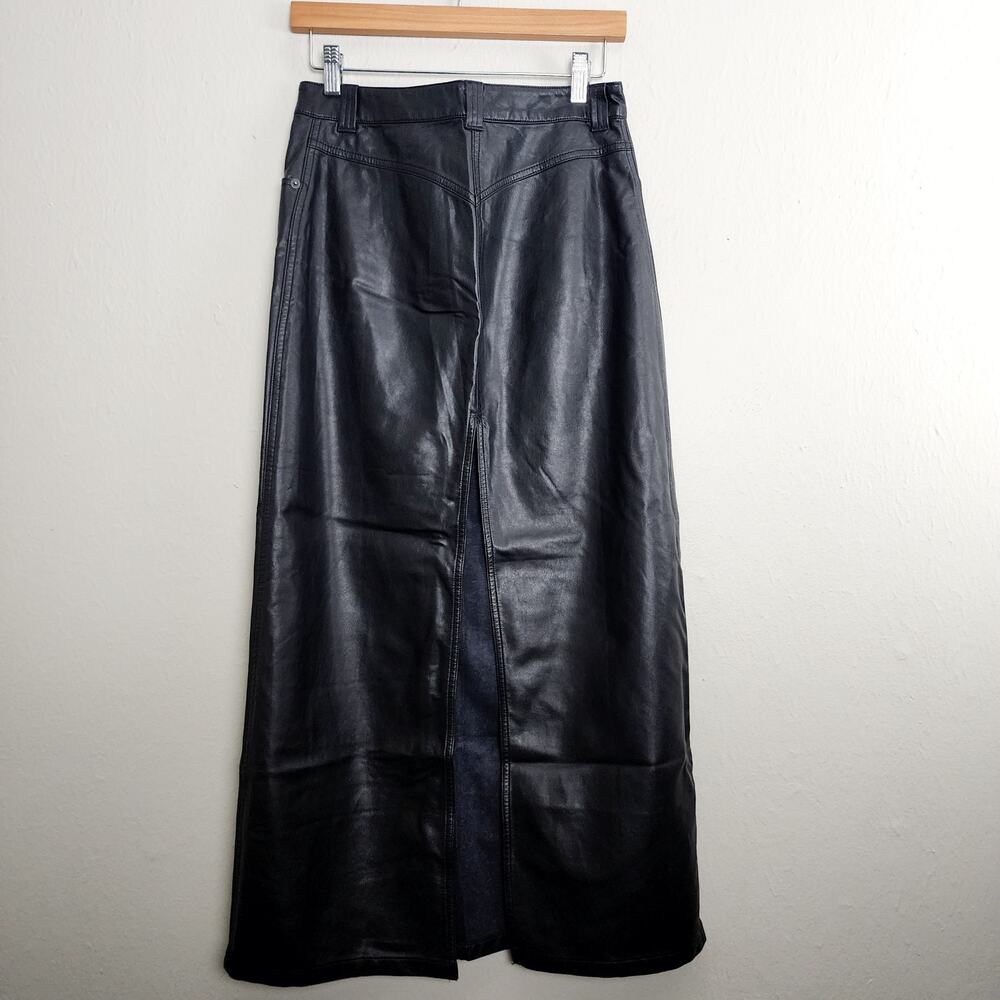 Free People City Slicker Faux Vegan Leather Maxi Skirt in Black - 0 NEW - Picture 10 of 15
